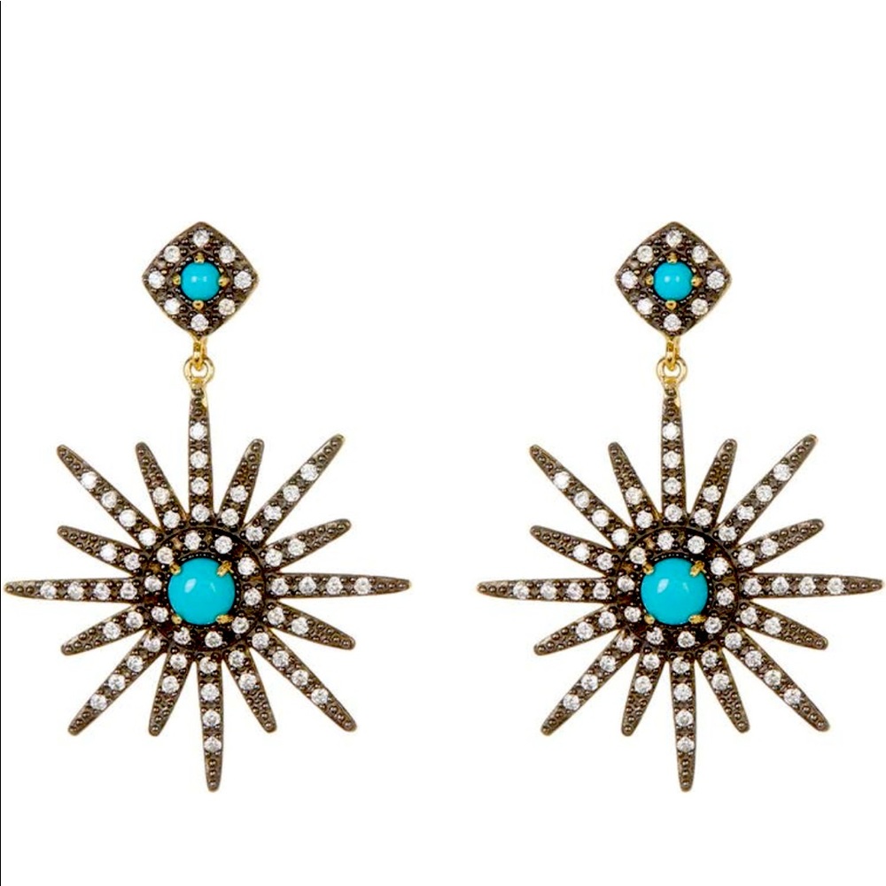 💥NWT💥 Adornia Turquoise & Swarovski Crystal Starburst Earrings
